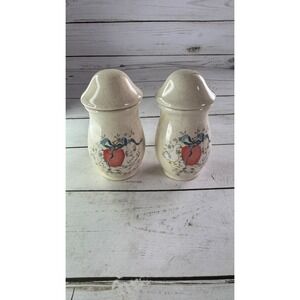Vintage Geese and Apple Ceramic Mini Canister Spice Jar Set of 2 Taiwan 4.5"